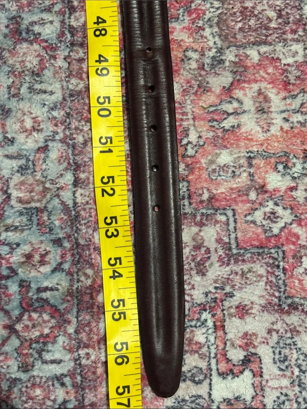 Allen Edmonds chocolate brown red brown burnished calf leather belt men’s 50”